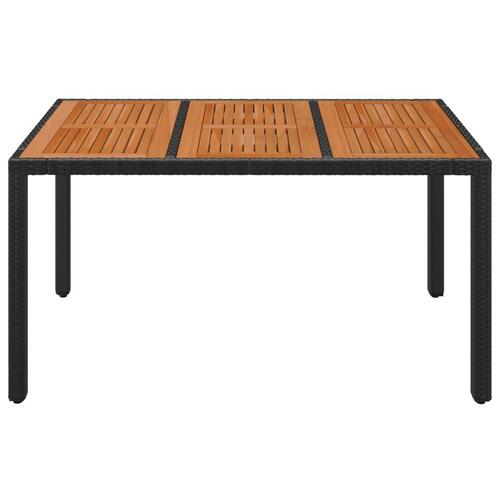 Havebord med træplade 150x90x75 cm polyrattan