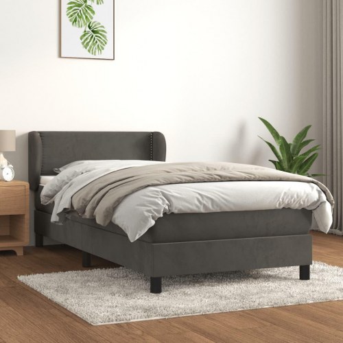 Kontinentalseng med madras 100×200 cm - fløjl, mørkegrå