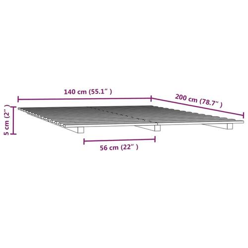 Sengeramme 140x200 cm massivt fyrretræ hvid