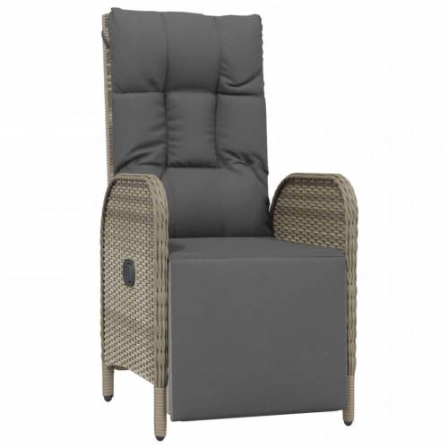 Havestole med lænefunktion og hynder - 2 stk., polyrattan, grå