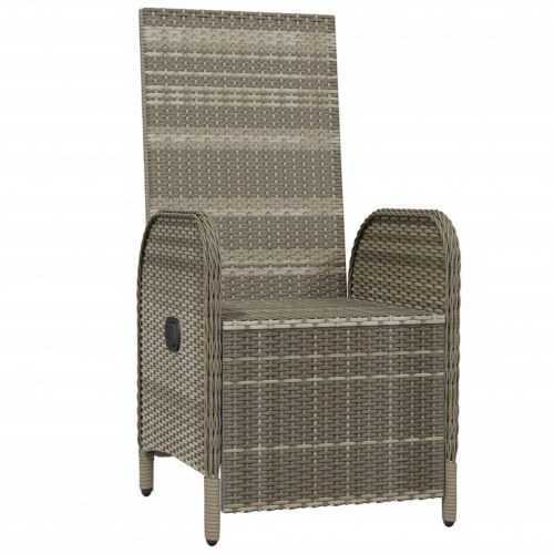 Havestole med lænefunktion og hynder - 2 stk., polyrattan, grå