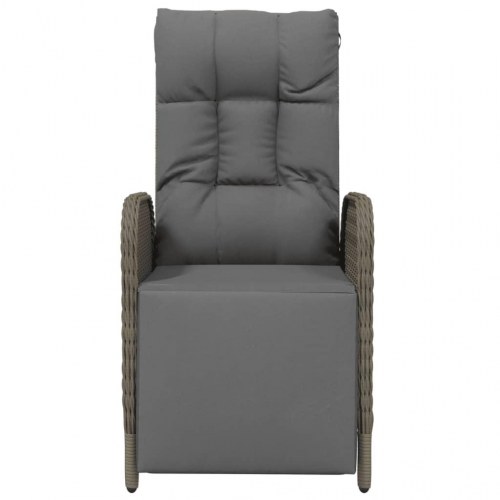 Havestole med lænefunktion og hynder - 2 stk., polyrattan, grå
