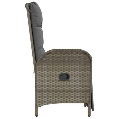 Havestole med lænefunktion og hynder - 2 stk., polyrattan, grå