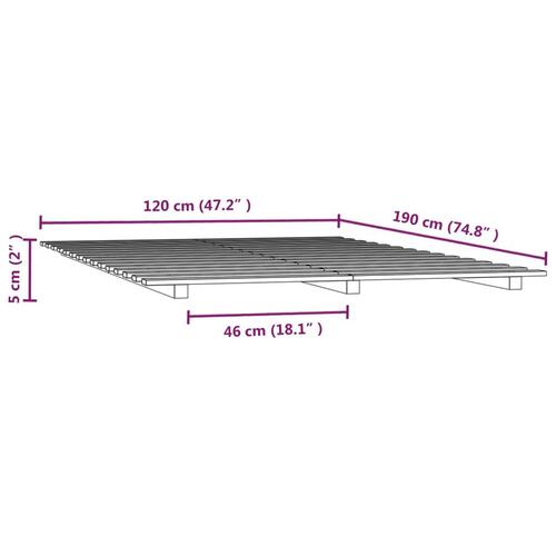 Sengeramme 120x190 cm massivt fyrretræ hvid