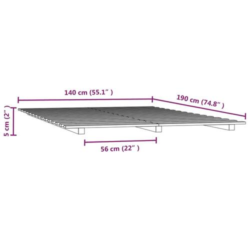 Sengeramme 140x190 cm massivt fyrretræ