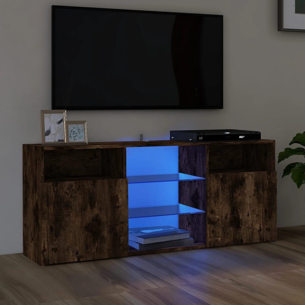 Tv-bord med LED-lys 120x30x50 cm røget egetræsfarve