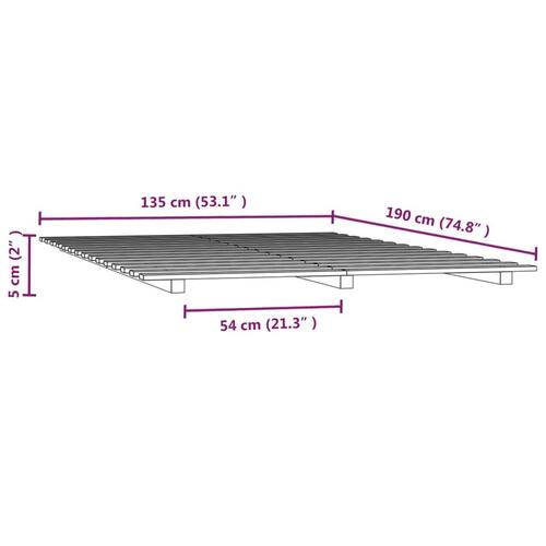 Sengeramme 135x190 cm massivt fyrretræ sort