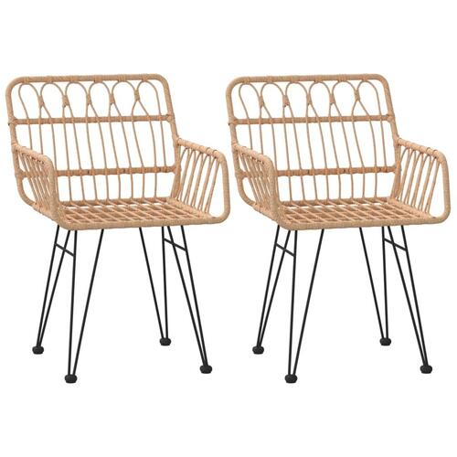Havestole 2 stk. med armlæn 56x64x80 cm polyrattan