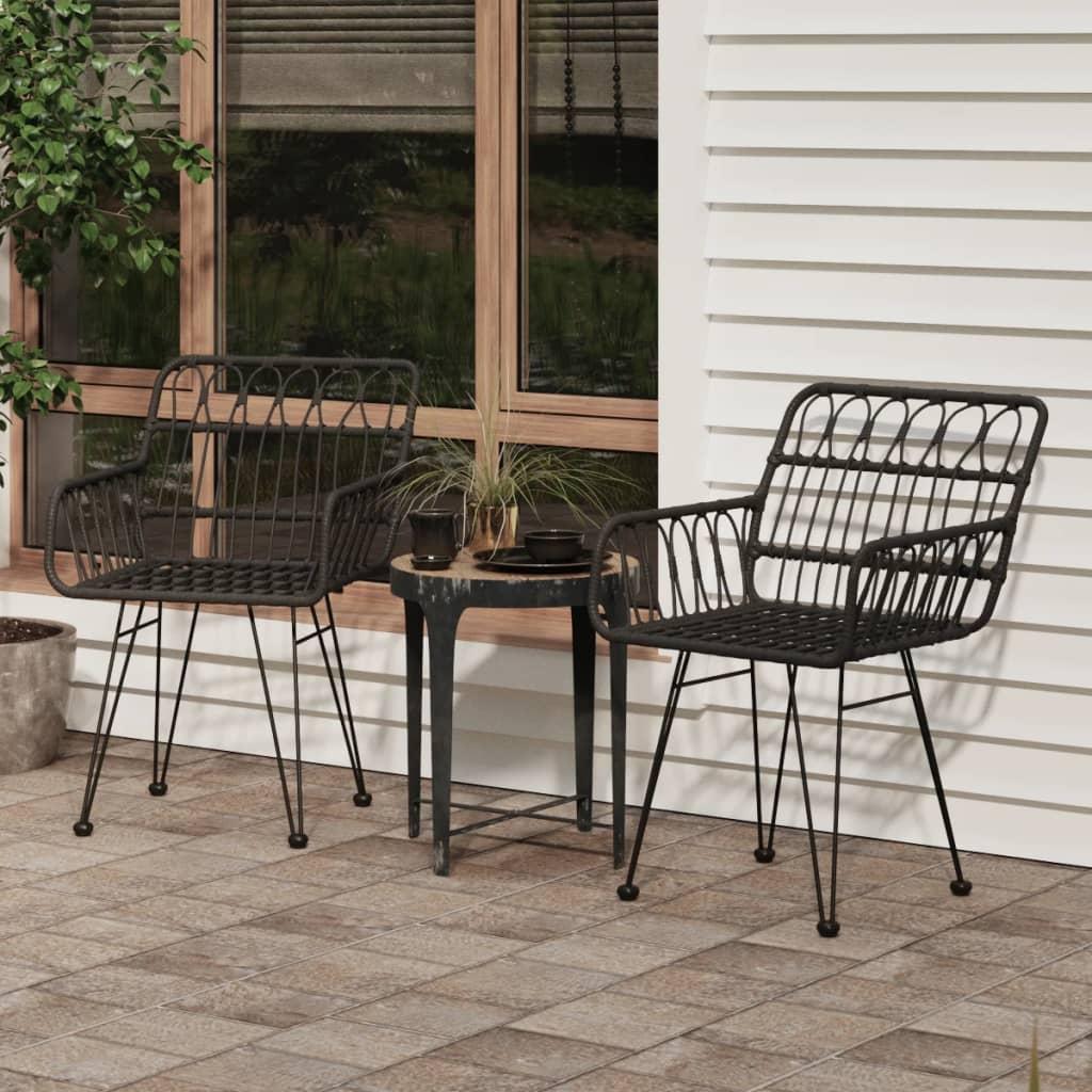 Havestole 2 stk. med armlæn 56x64x80 cm polyrattan sort