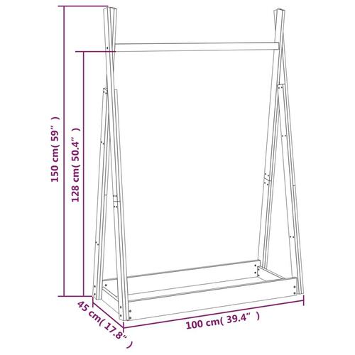 Tøjstativ 100x45x150 cm massivt fyrretræ