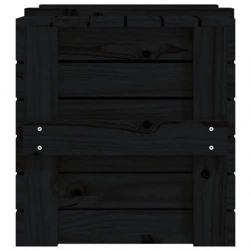 Opbevaringskasse 58x40,5x42 cm massivt fyrretræ sort