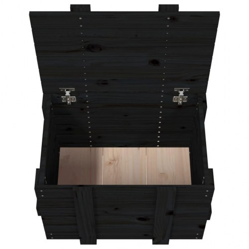 Opbevaringskasse 58x40,5x42 cm massivt fyrretræ sort