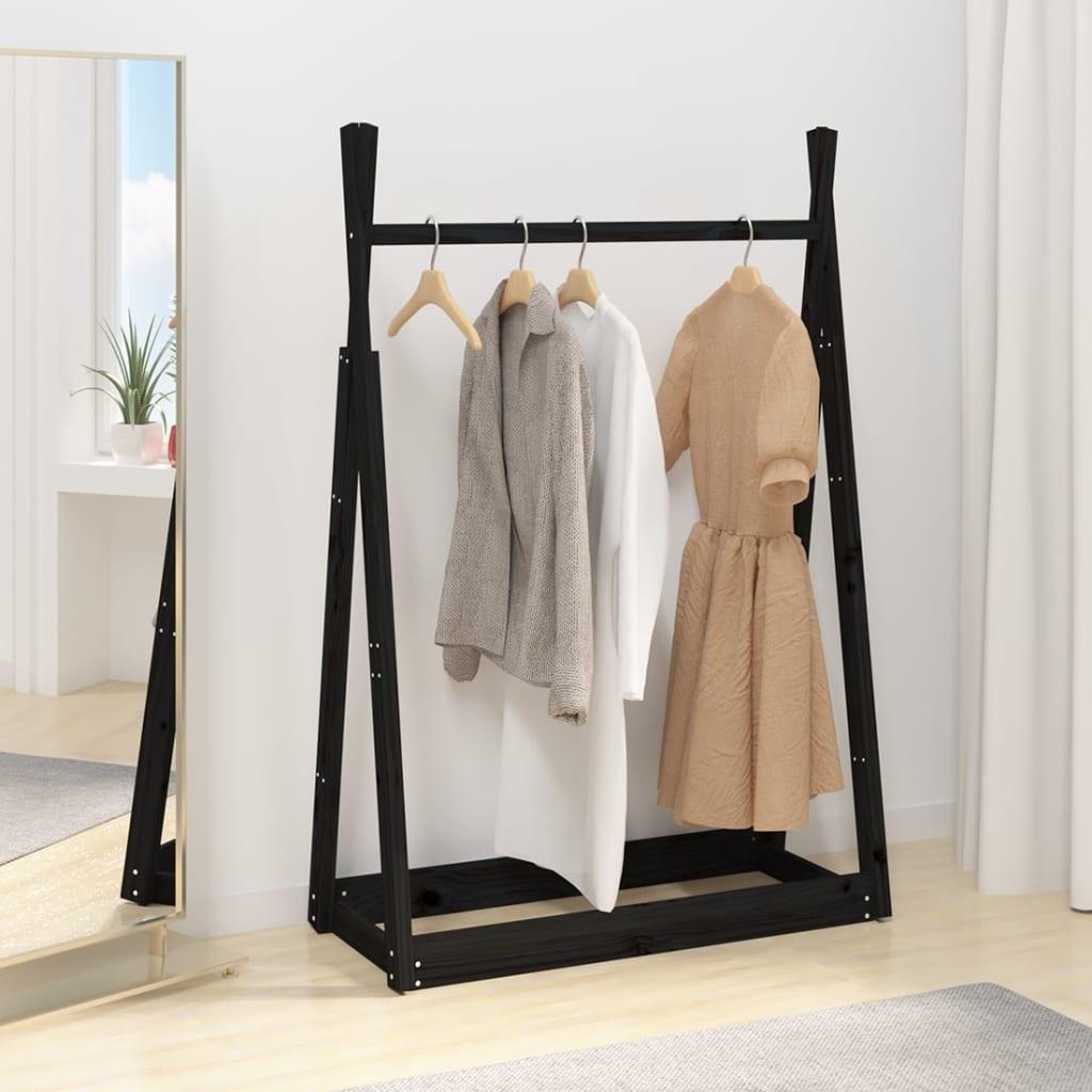 Tøjstativ 100x45x150 cm massivt fyrretræ sort