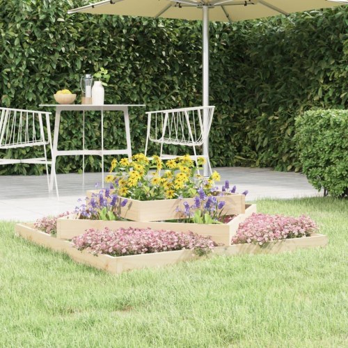 Plantekasse i 3 niveauer 112 x 112 x 27 cm - massivt fyrretræ