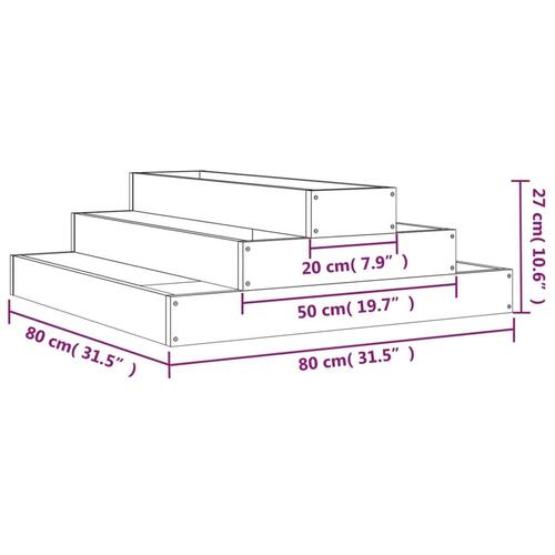 Plantekasse 80x80x27 cm massivt fyrretræ sort