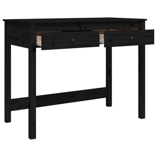 Skrivebord med skuffer 100x50x78 cm massivt fyrretræ sort