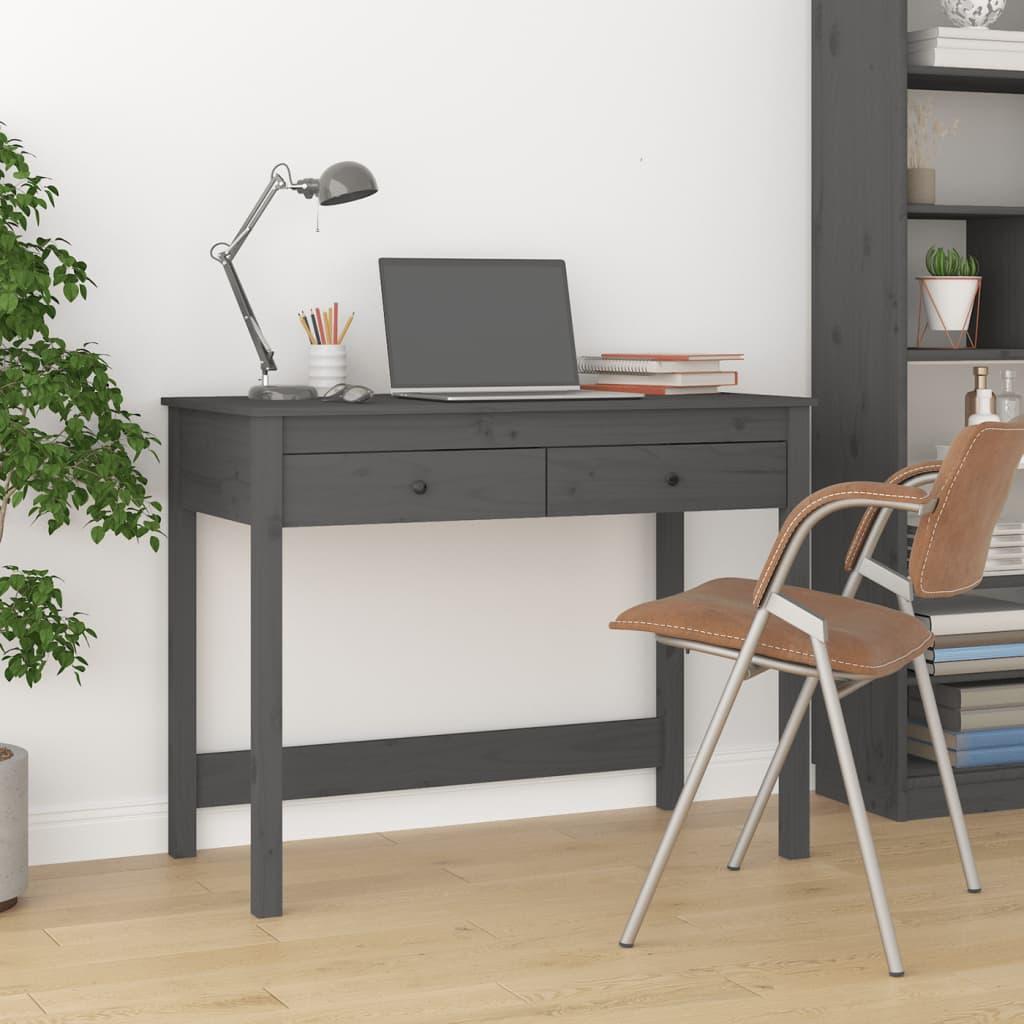 Skrivebord med skuffer 100x50x78 cm massivt fyrretræ grå