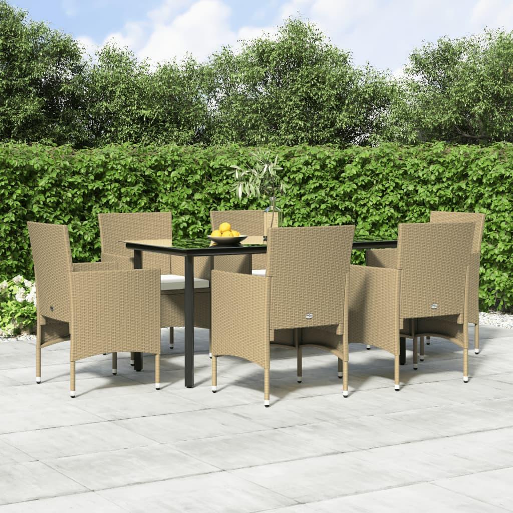 Spisebordssæt til Haven - Beige og sort / 160 cm bordlængde / 6