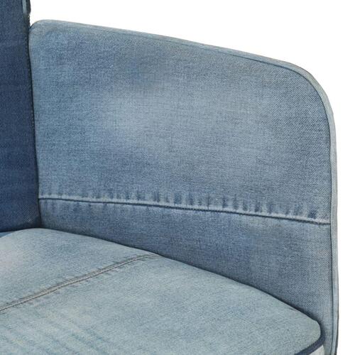 Lænestol med fodskammel denim-patchwork kanvas blå