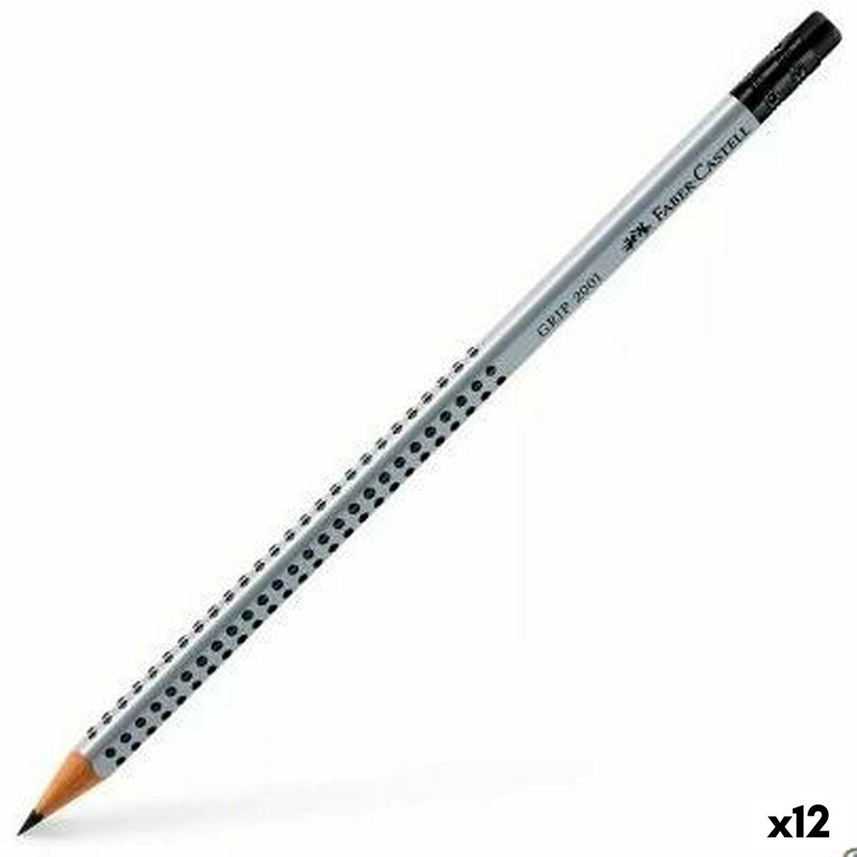 Blyant Med Viskelæder Faber Castell Grip 2001 Økologisk Grå Enheder