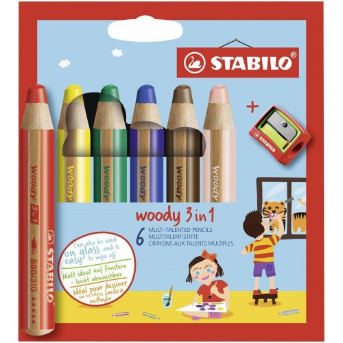 Stabilo Woody 3-i-1 farveblyanter - Multifarvet (sæt)