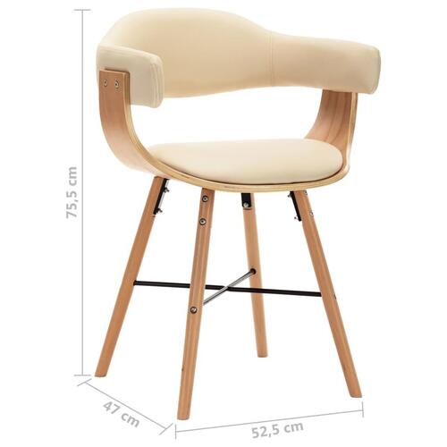 Spisebordsstole 6 stk. kunstlæder og bøjet træ cremefarvet