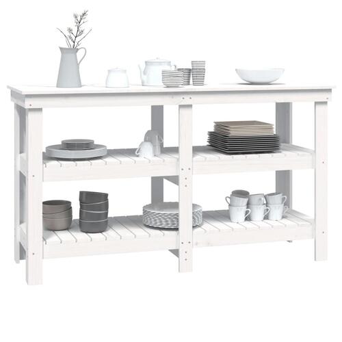 Arbejdsbord 142,5x50x80 cm massivt fyrretræ hvid