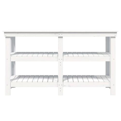 Arbejdsbord 142,5x50x80 cm massivt fyrretræ hvid