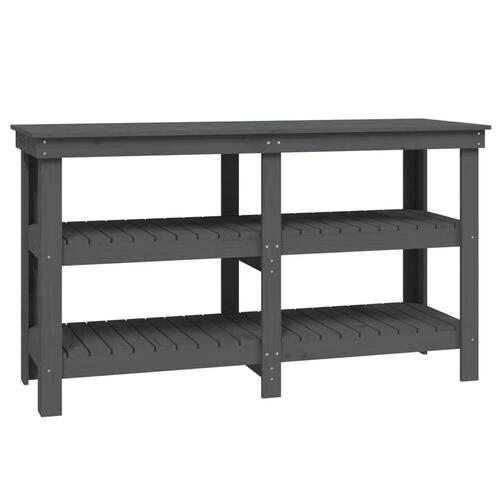 Arbejdsbord 142,5x50x80 cm massivt fyrretræ grå