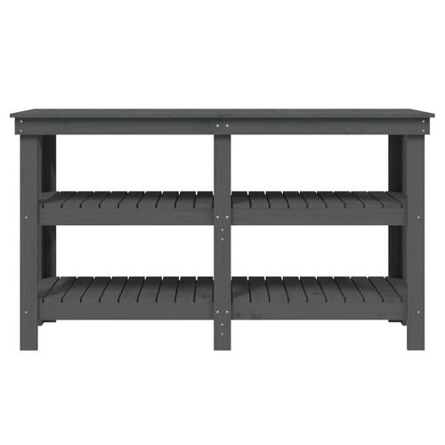 Arbejdsbord 142,5x50x80 cm massivt fyrretræ grå