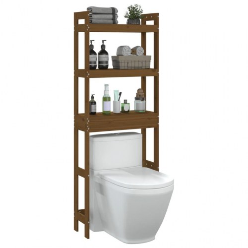 Toiletstativ 63x26x171 cm massivt fyrretræ gyldenbrun