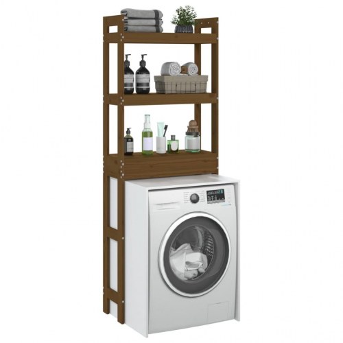 Toiletstativ 63x26x171 cm massivt fyrretræ gyldenbrun