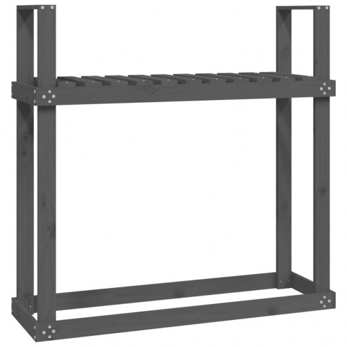 Brændestativ i massivt fyrretræ - 110 × 35 × 108,5 cm, grå