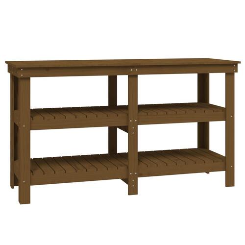 Arbejdsbord 142,5x50x80 cm massivt fyrretræ gyldenbrun
