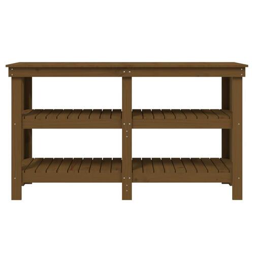 Arbejdsbord 142,5x50x80 cm massivt fyrretræ gyldenbrun