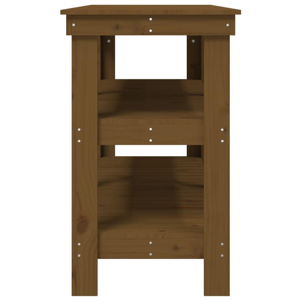 Arbejdsbord 142,5x50x80 cm massivt fyrretræ gyldenbrun