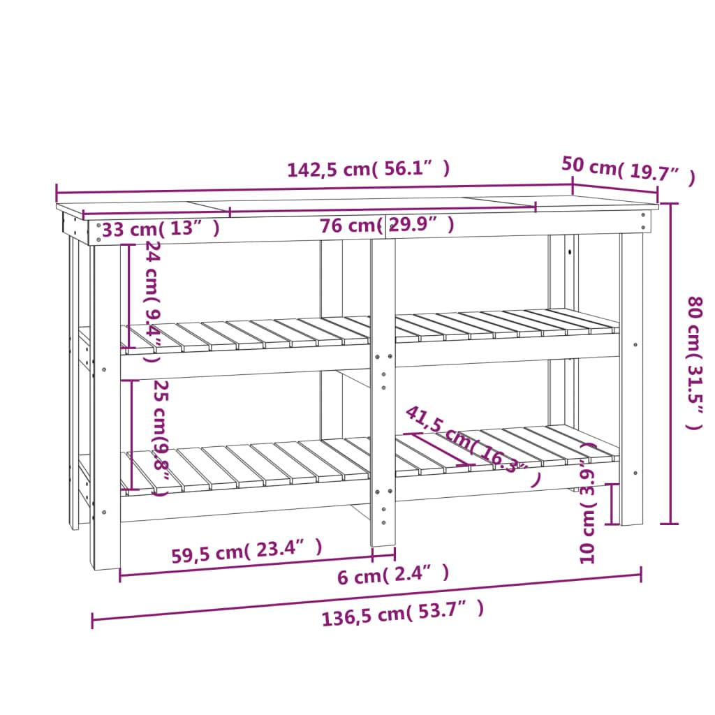 Arbejdsbord 142,5x50x80 cm massivt fyrretræ gyldenbrun