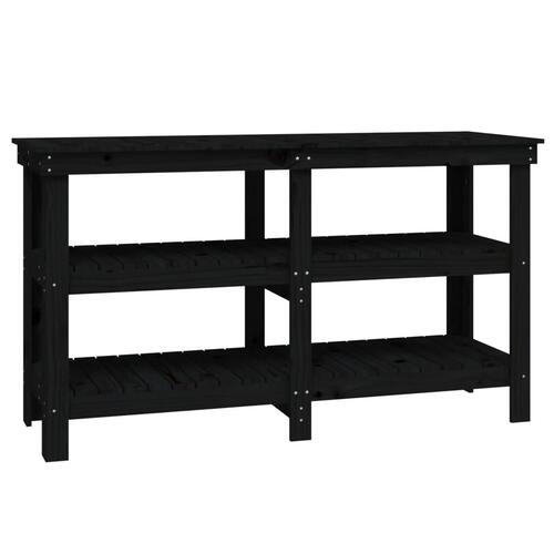 Arbejdsbord 142,5x50x80 cm massivt fyrretræ sort