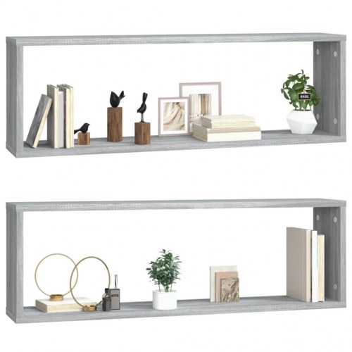 Væghylder 2 stk. - 80×15×26,5 cm i konstrueret træ, grå sonoma-eg