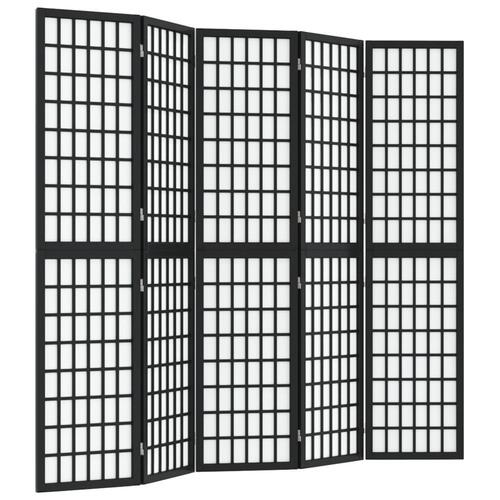 5-panels rumdeler 200x170 cm foldbar japansk stil sort