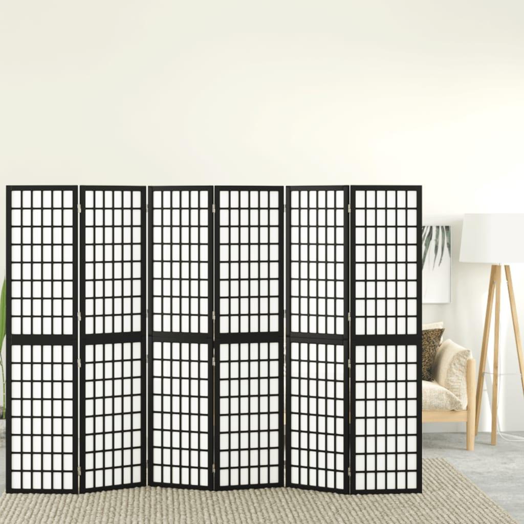 6-panels rumdeler 240x170 cm foldbar japansk stil sort