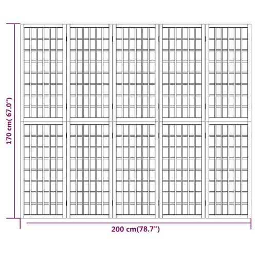 5-panels rumdeler 200x170 cm foldbar japansk stil