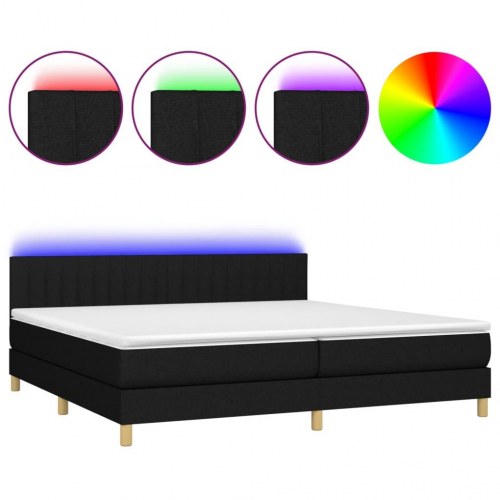 Kontinentalseng med LED-lys - 200x200 cm, stof, sort