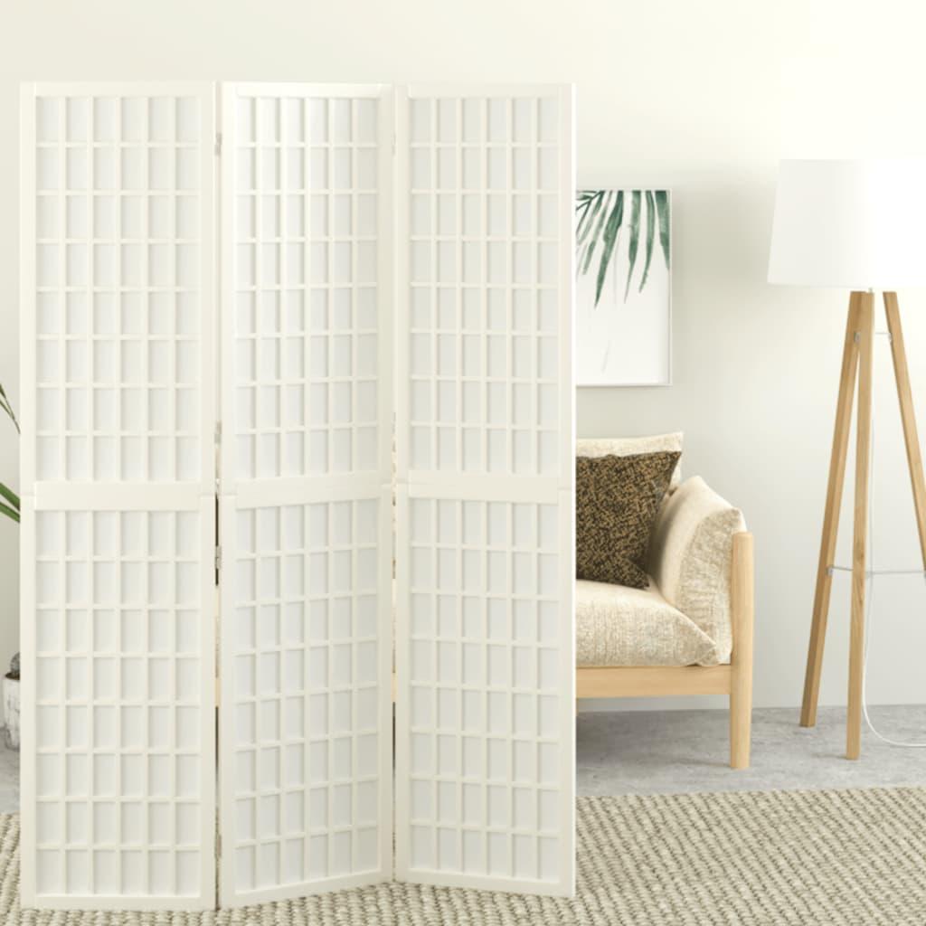 3-panels rumdeler 120x170 cm foldbar japansk stil hvid