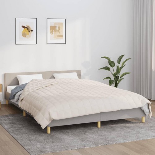 Tyngdetæppe 220×235 cm - 11 kg i blødt bomuldsstof, lys creme