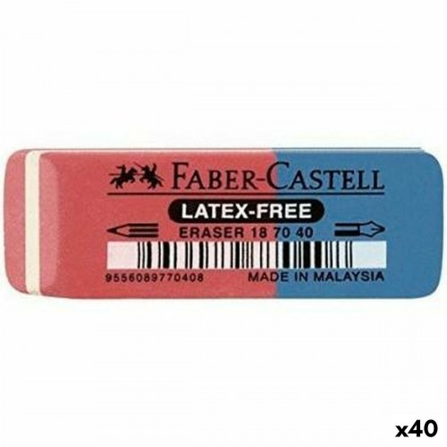 Faber-Castell viskelæder blå/rød - 40 stk., latexfri