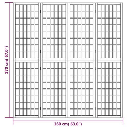 4-panels rumdeler 160x170 cm foldbar japansk stil hvid