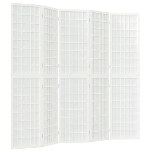 5-panels rumdeler 200x170 cm foldbar japansk stil hvid