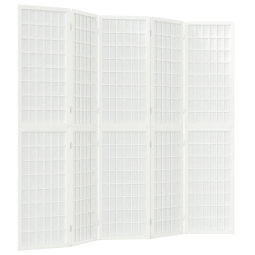 5-panels rumdeler 200x170 cm foldbar japansk stil hvid