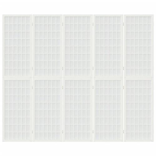 5-panels rumdeler 200x170 cm foldbar japansk stil hvid